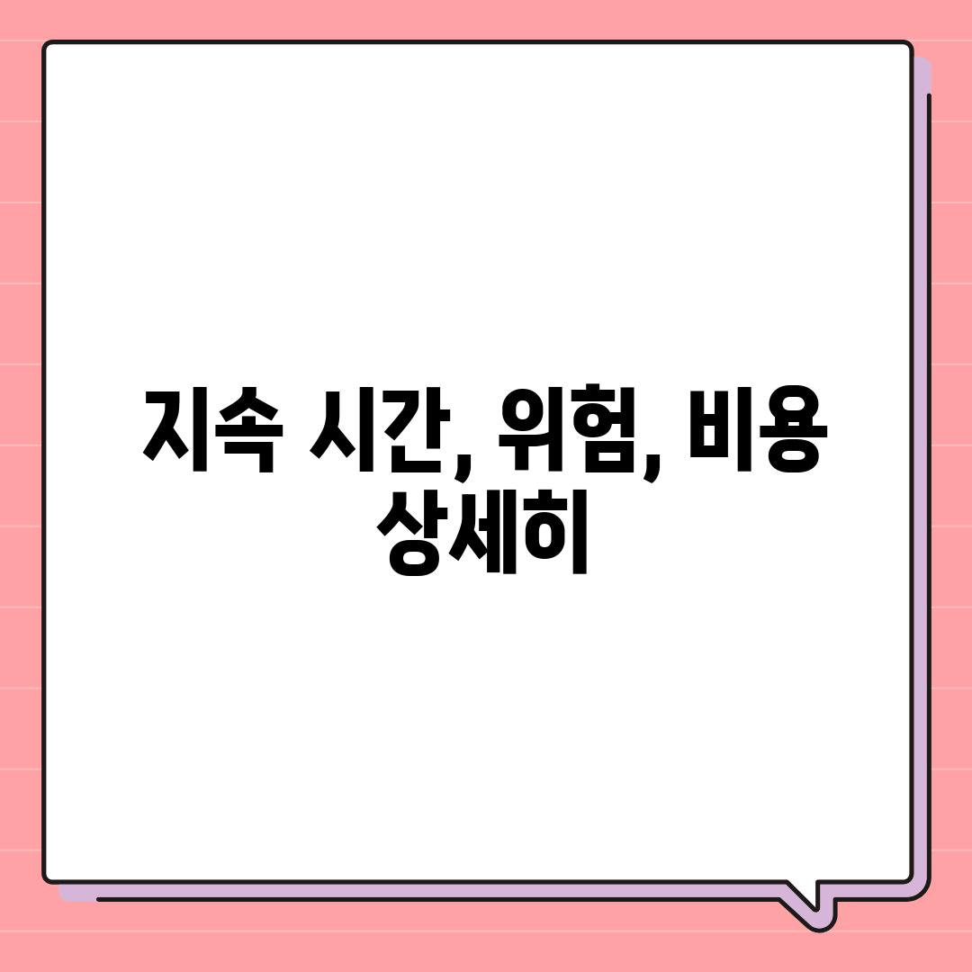 지속 시간, 위험, 비용 상세히