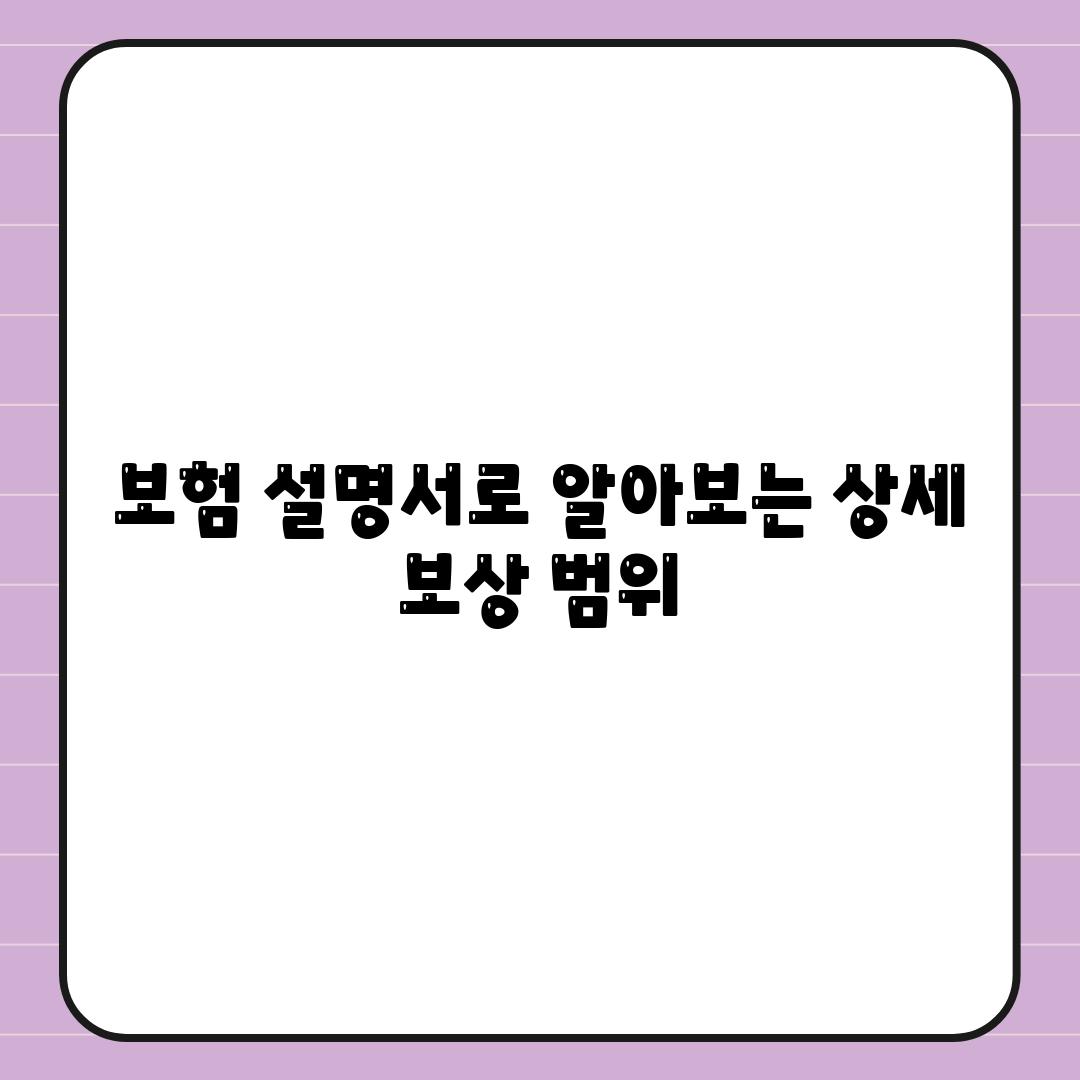 보험 설명서로 알아보는 상세 보상 범위