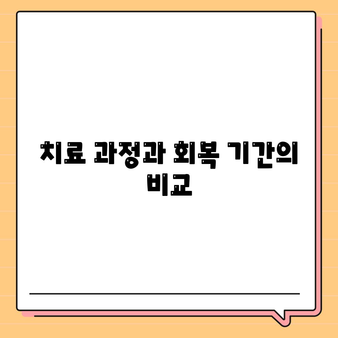 치료 과정과 회복 기간의 비교