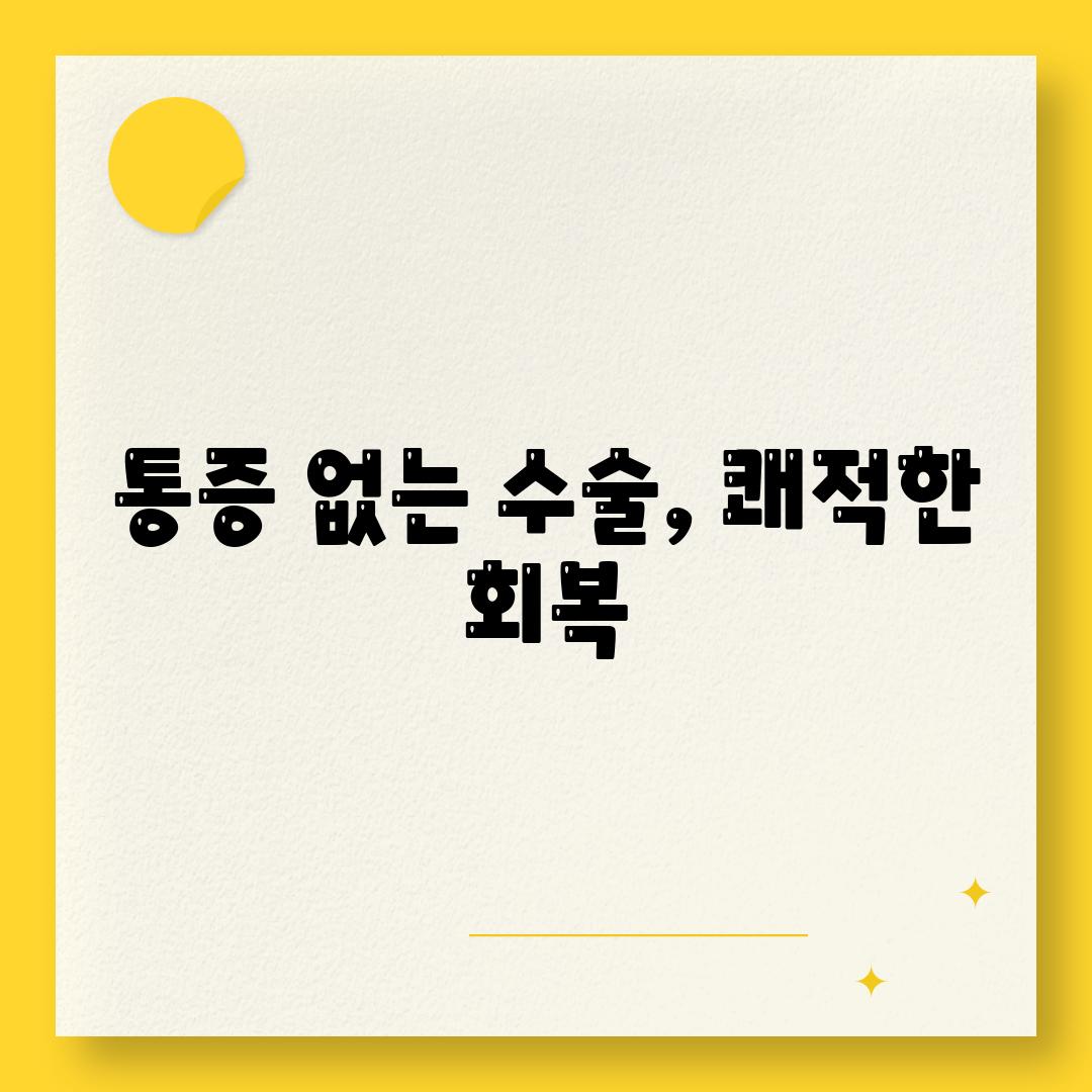 통증 없는 수술, 쾌적한 회복