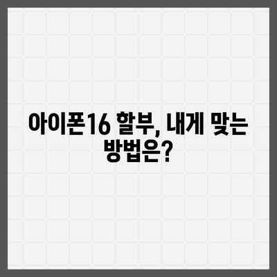 아이폰16 할부 재무 자문 | 최선의 선택에 대한 안내