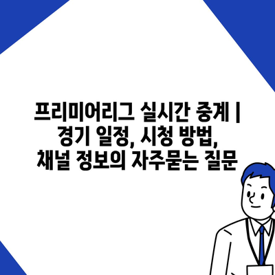 프리미어리그 실시간 중계 | 경기 일정, 시청 방법, 채널 정보