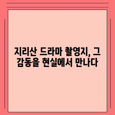 지리산 드라마 속 아름다움을 따라가는 여행 코스 | 지리산, 드라마 촬영지, 여행, 추천, 코스