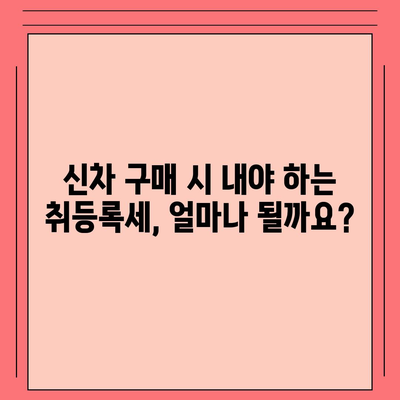 신차 구매 가이드| 취등록세 계산 및 절세 팁 | 자동차, 세금, 신차 구매