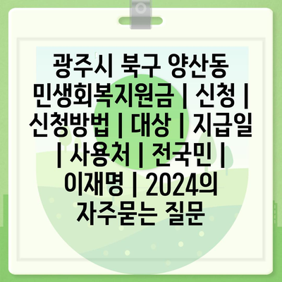 광주시 북구 양산동 민생회복지원금 | 신청 | 신청방법 | 대상 | 지급일 | 사용처 | 전국민 | 이재명 | 2024