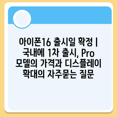 아이폰16 출시일 확정 | 국내에 1차 출시, Pro 모델의 가격과 디스플레이 확대