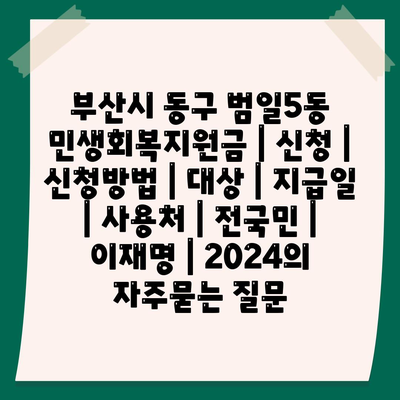 부산시 동구 범일5동 민생회복지원금 | 신청 | 신청방법 | 대상 | 지급일 | 사용처 | 전국민 | 이재명 | 2024