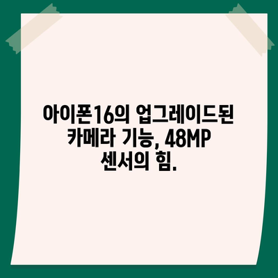 아이폰16 후면 카메라, 48MP 센서로 높은 해상도 사진