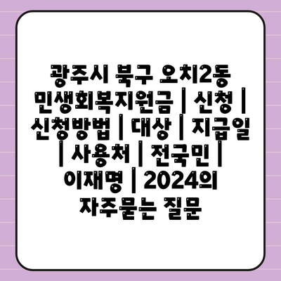 광주시 북구 오치2동 민생회복지원금 | 신청 | 신청방법 | 대상 | 지급일 | 사용처 | 전국민 | 이재명 | 2024