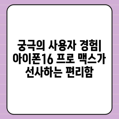 아이폰16 프로 맥스 | 모든 최신 기술을 한 곳에 모으다