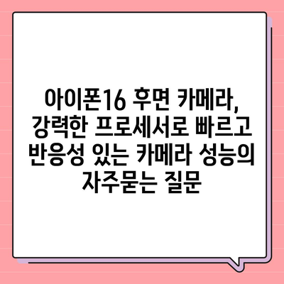 아이폰16 후면 카메라, 강력한 프로세서로 빠르고 반응성 있는 카메라 성능