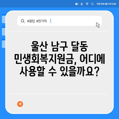 울산시 남구 달동 민생회복지원금 | 신청 | 신청방법 | 대상 | 지급일 | 사용처 | 전국민 | 이재명 | 2024