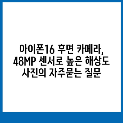 아이폰16 후면 카메라, 48MP 센서로 높은 해상도 사진