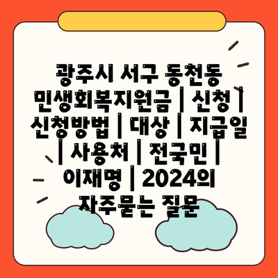 광주시 서구 동천동 민생회복지원금 | 신청 | 신청방법 | 대상 | 지급일 | 사용처 | 전국민 | 이재명 | 2024