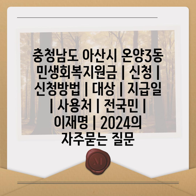 충청남도 아산시 온양3동 민생회복지원금 | 신청 | 신청방법 | 대상 | 지급일 | 사용처 | 전국민 | 이재명 | 2024