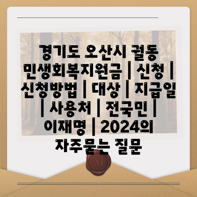 경기도 오산시 궐동 민생회복지원금 | 신청 | 신청방법 | 대상 | 지급일 | 사용처 | 전국민 | 이재명 | 2024