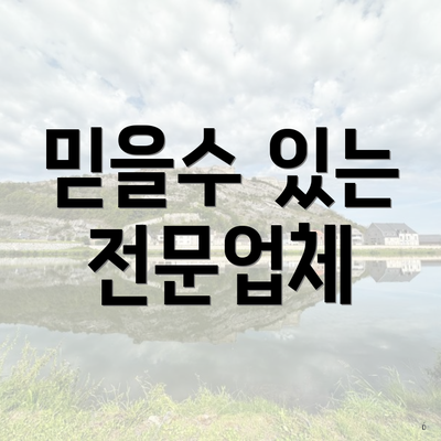 믿을수 있는 전문업체