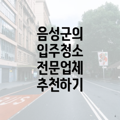 음성군의 입주청소 전문업체 추천하기