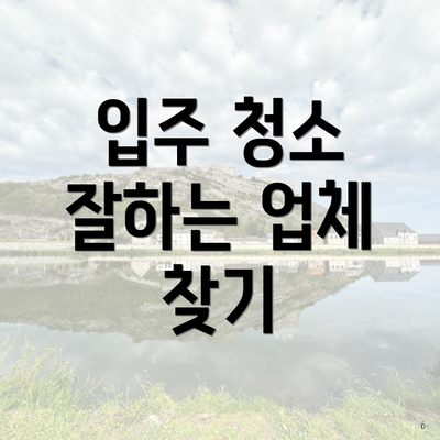 입주 청소 잘하는 업체 찾기