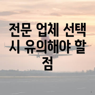 전문 업체 선택 시 유의해야 할 점
