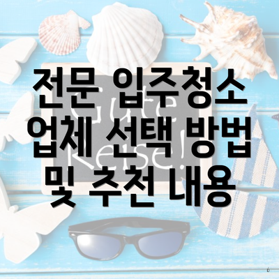 전문 입주청소 업체 선택 방법 및 추천 내용