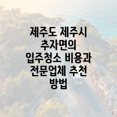 제주도 제주시 추자면의 입주청소 비용과 전문업체 추천 방법