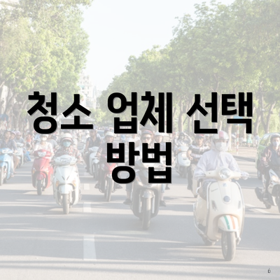 청소 업체 선택 방법