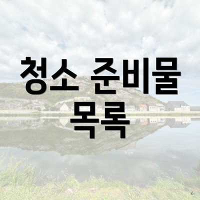 청소 준비물 목록