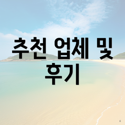 추천 업체 및 후기