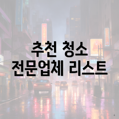 추천 청소 전문업체 리스트