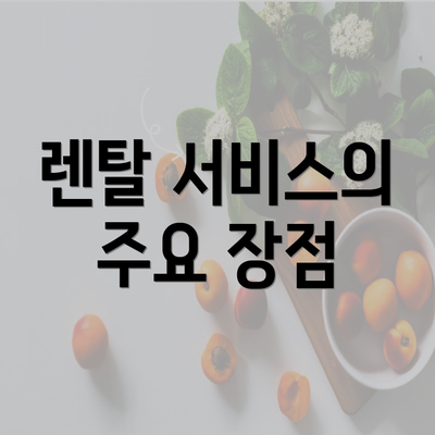 렌탈 서비스의 주요 장점