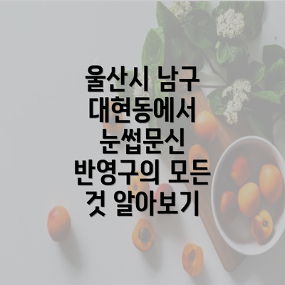 울산시 남구 대현동에서 눈썹문신 반영구의 모든 것 알아보기