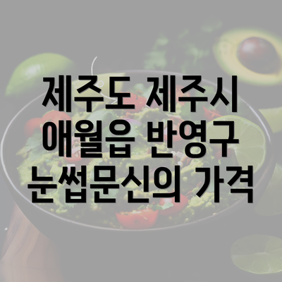 제주도 제주시 애월읍 반영구 눈썹문신의 가격