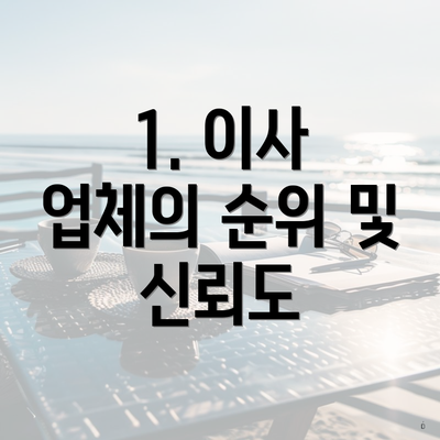 1. 이사 업체의 순위 및 신뢰도