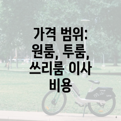 가격 범위: 원룸, 투룸, 쓰리룸 이사 비용