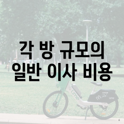 각 방 규모의 일반 이사 비용