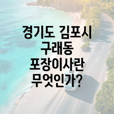 경기도 김포시 구래동 포장이사란 무엇인가?