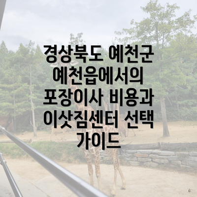 경상북도 예천군 예천읍에서의 포장이사 비용과 이삿짐센터 선택 가이드