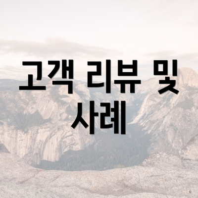 고객 리뷰 및 사례