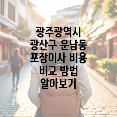 광주광역시 광산구 운남동 포장이사 비용 비교 방법 알아보기