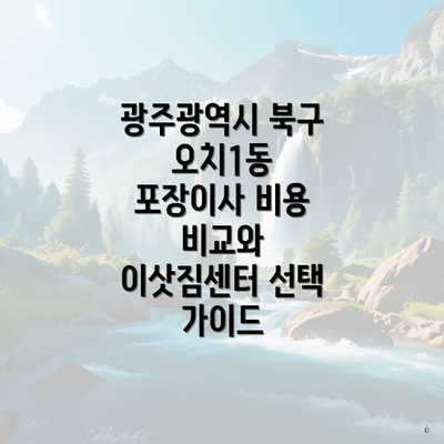 광주광역시 북구 오치1동 포장이사 비용 비교와 이삿짐센터 선택 가이드