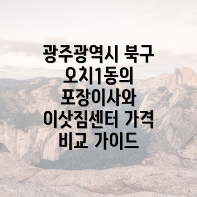 광주광역시 북구 오치1동의 포장이사와 이삿짐센터 가격 비교 가이드