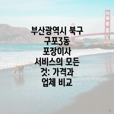 부산광역시 북구 구포3동 포장이사 서비스의 모든 것: 가격과 업체 비교