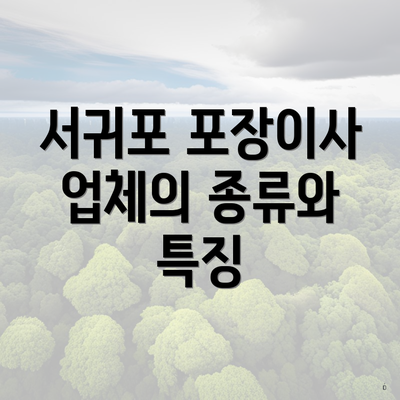 서귀포 포장이사 업체의 종류와 특징