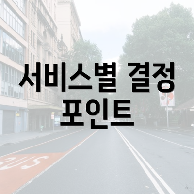 서비스별 결정 포인트
