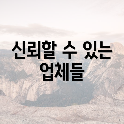 신뢰할 수 있는 업체들