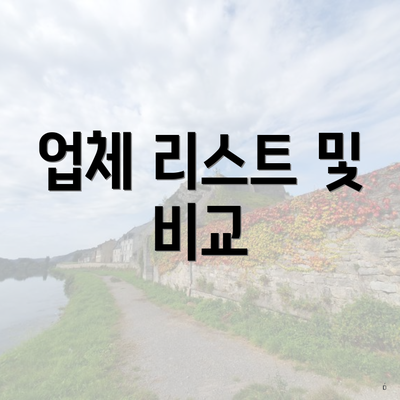 업체 리스트 및 비교