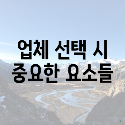 업체 선택 시 중요한 요소들