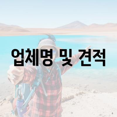 업체명 및 견적