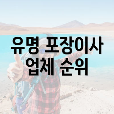 유명 포장이사 업체 순위